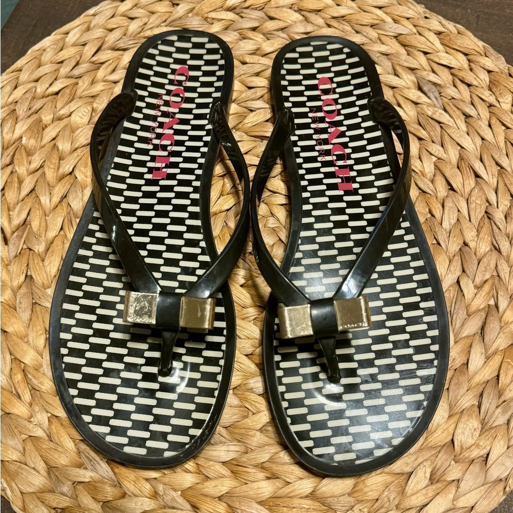 Coach Black and Gold Sandals - Picture 2 of 14